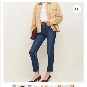 Reformation Ezra Stretch High Rise Straight Jeans Sz 31 Color Blue Denim